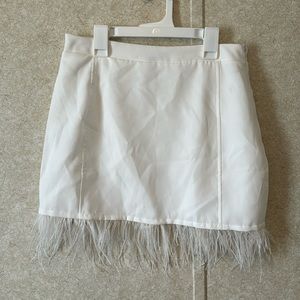 SHEIN white fur skirt